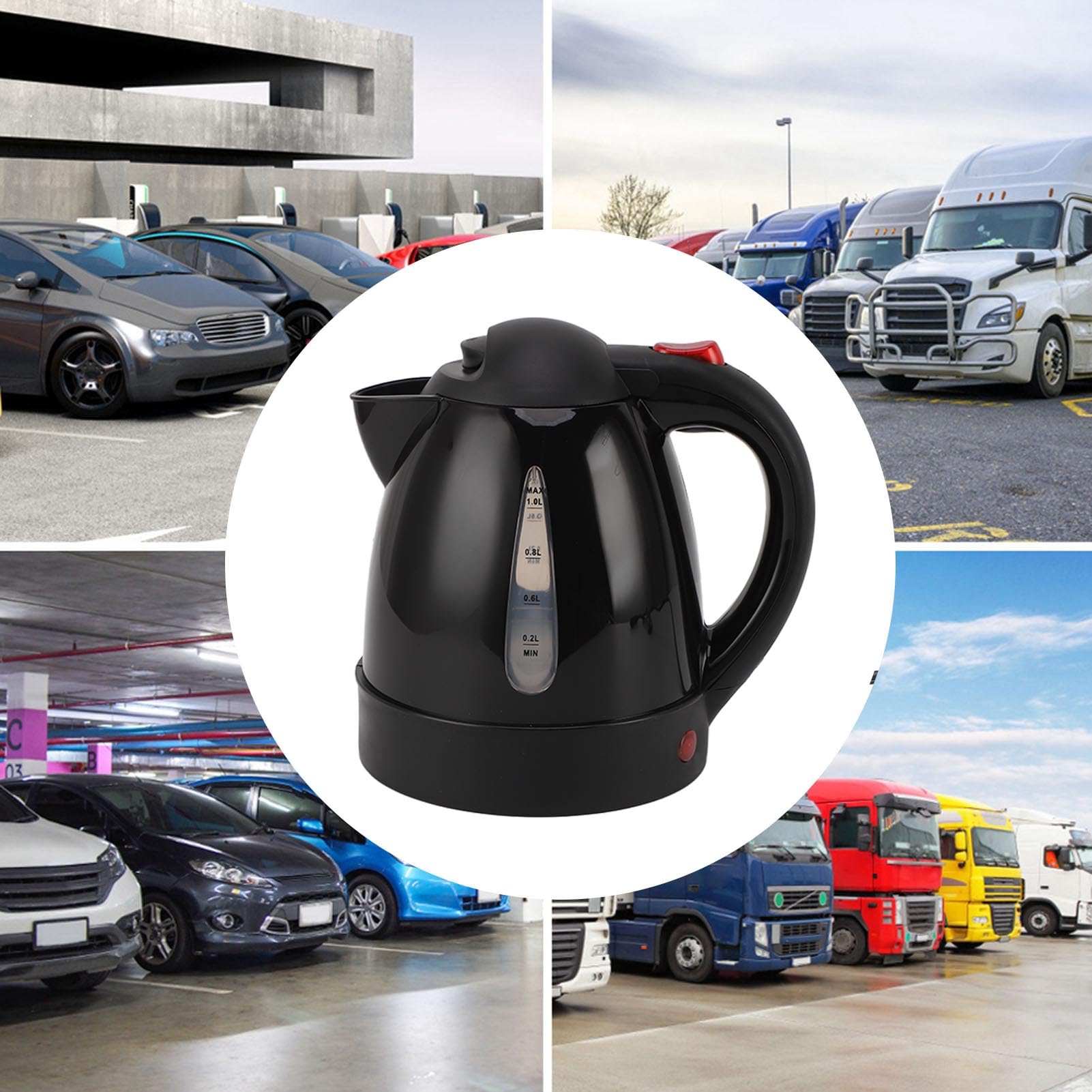 12V 150W 1L Car Electric Travel Kettle, Portable Electric Tea Coffee Kettle for Sedan, Crossover, SUV, Auto Shut Off Car Electric Kettle, Gifts for Travel
