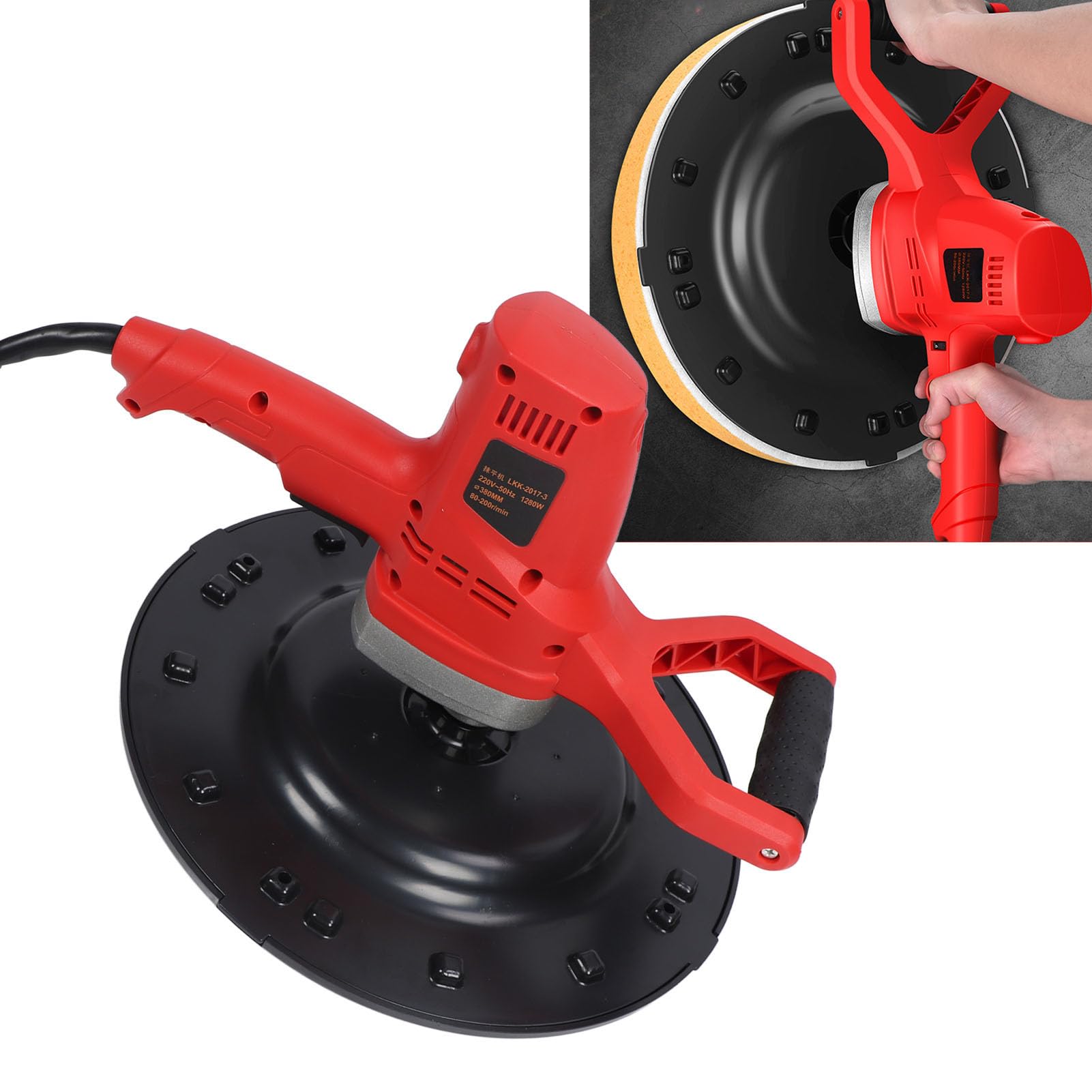 Máquina Alisadora de Paredes de 390 W, 80 a 200 Rpm por Minuto, 6 Niveles de Velocidad, Máquina de Acabado de Mortero de Cemento Ajustable, Paleta de Enyesado de Mortero de