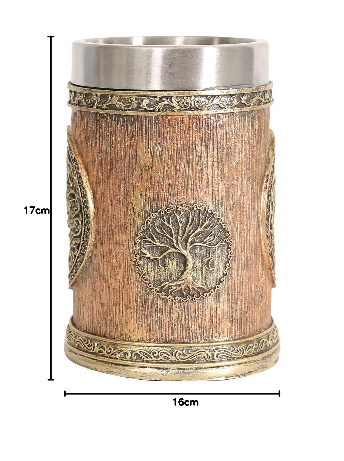 Drzewo świata mitologii nordyckiej Yggdrasil Kufel na piwo ze stali nierdzewnej, kubek na kawę Drzewo Życia dla mężczyzn i prezent na Dzień Ojca 600ml