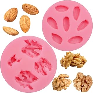 Nuts Berries Series Cake Fondant Mold 2 Pcs, Walnut Almonds Shapes Chocolate Silicone Mold for Cake Decoration Candy Cupcake Topper Cake Polymer Clay Crafts Epoxy Resin