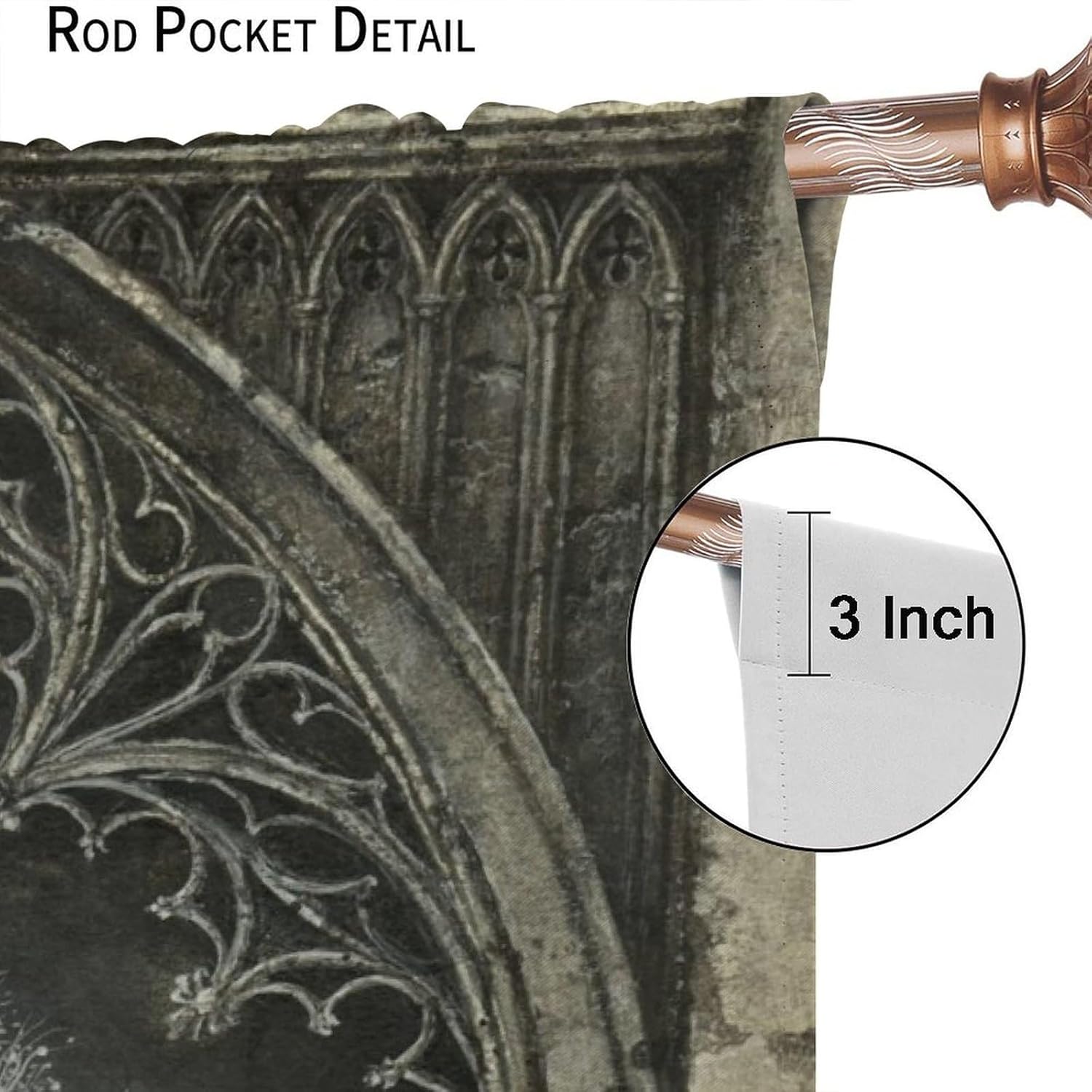 Gothic Blackout Curtains, Retro Palaces And Plants Cover The Theme Curtain Of The Horror Atmosphere,Suitable For Kitchen Bedroom Living Room Living Room Garden Decoration Curtains 2 Panels 42x45 Inch