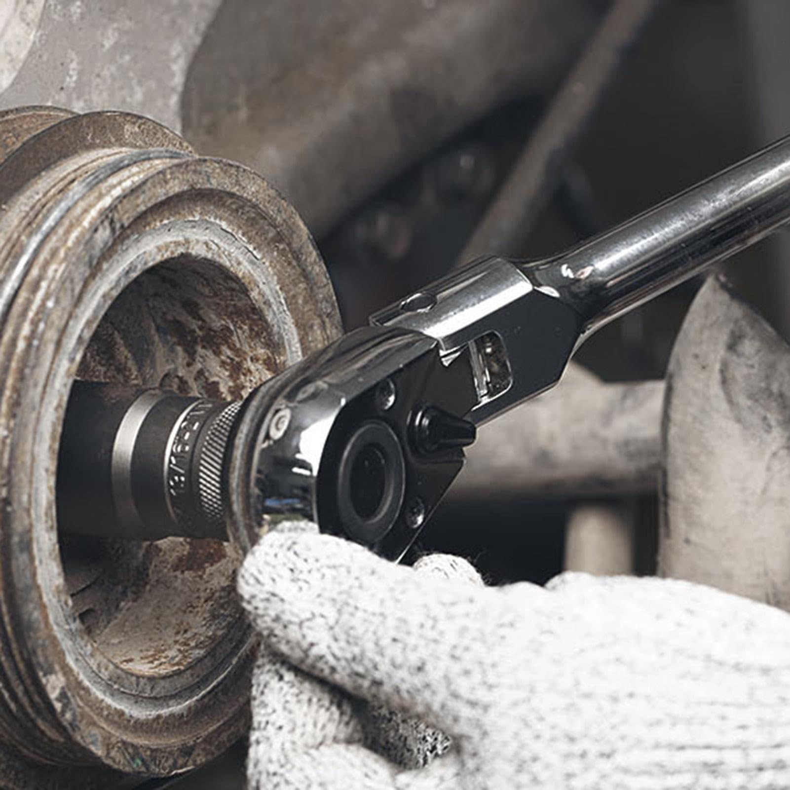 Llave de carraca extensible – Adj Tol 1/4 in3//2in | Mecanismo de | accionamiento inverso giratorio de 180 grados, aplicación para mantenimiento y reparación de vehículos de motor, acceso estre