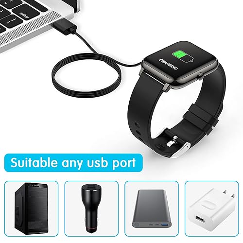 Miniatura 3 de KALINCO Paquete de 2 cables de carga para reloj inteligente P22 para relojes inteligentes P22, cargador de reloj magnético portátil