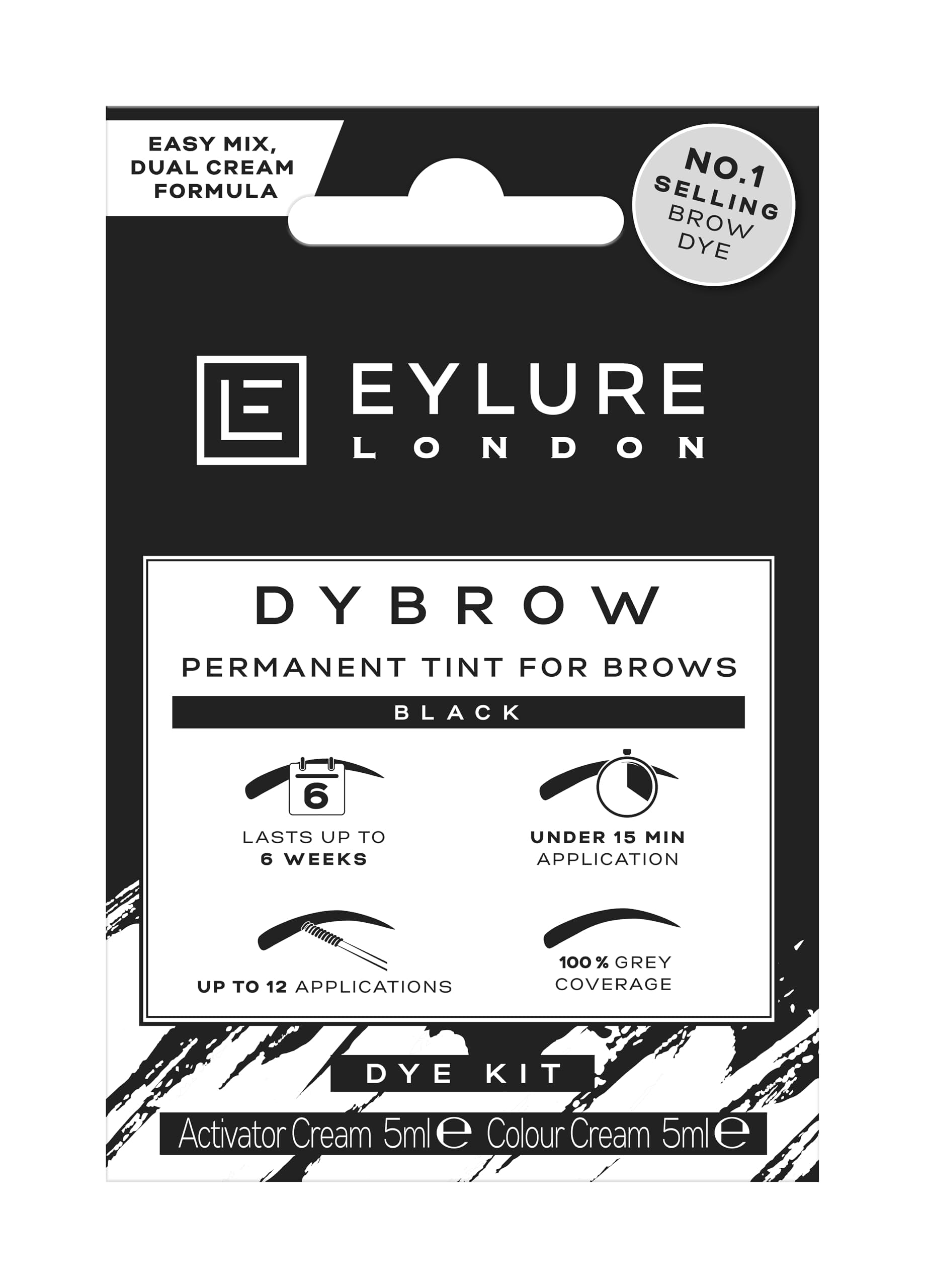 DYBROW Eyebrow Dye Kit - Black (Packaging may vary) 5ML