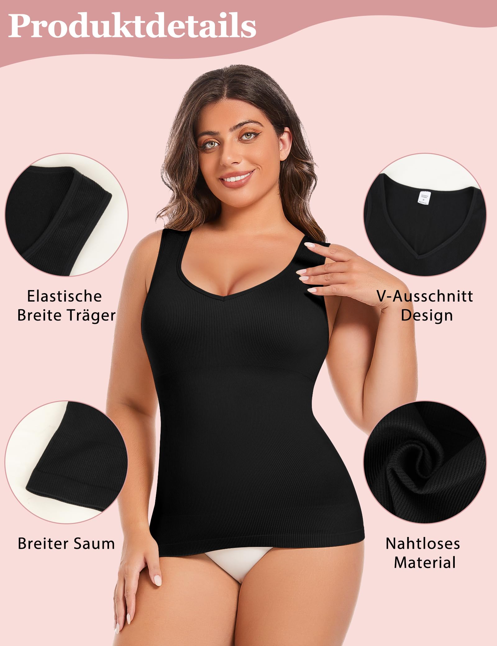 MISS MOLY Shapewear - Camiseta interior para mujer, sin costuras, moldeadora de figura, moldeadora de cuerpo, moldeadora