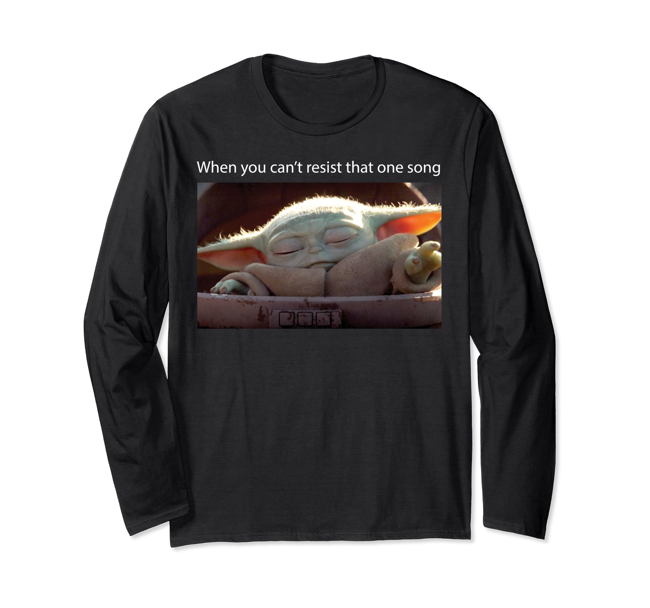 Star Wars: The Mandalorian The Child Can't Resist The Song Long Sleeve T-Shirt, Black