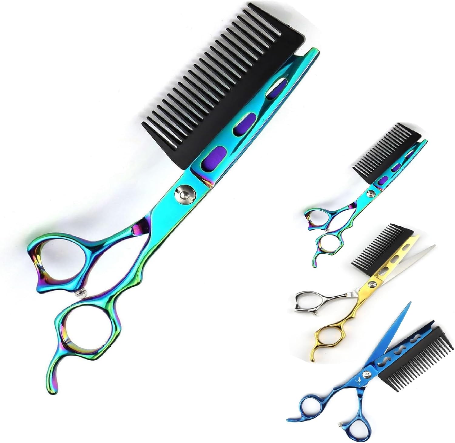 Professional Hairdressing Scissors with Detachable Comb, 2 In 1 Hair Scissors with Comb- Hairdressing Scissor with Detachable Comb (Style-B/Green) Professional Hairdressing Scissors with Detachable Comb, 2 In 1 Hair Scissors with Comb- Hairdressing Scissor with Detachable Comb (Style-B/Green)