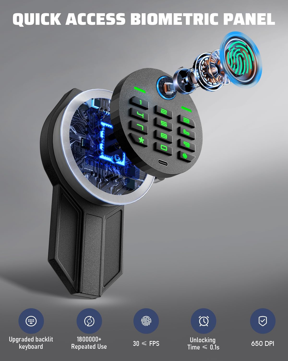 Gun Safe, Rifle Gun Safe, Gun Safes for Home Rifle and Pistols, Quick Access Gun Cabinets with LED Light, Rifle Safe with Adjustable Gun Rack and Removable Shelf