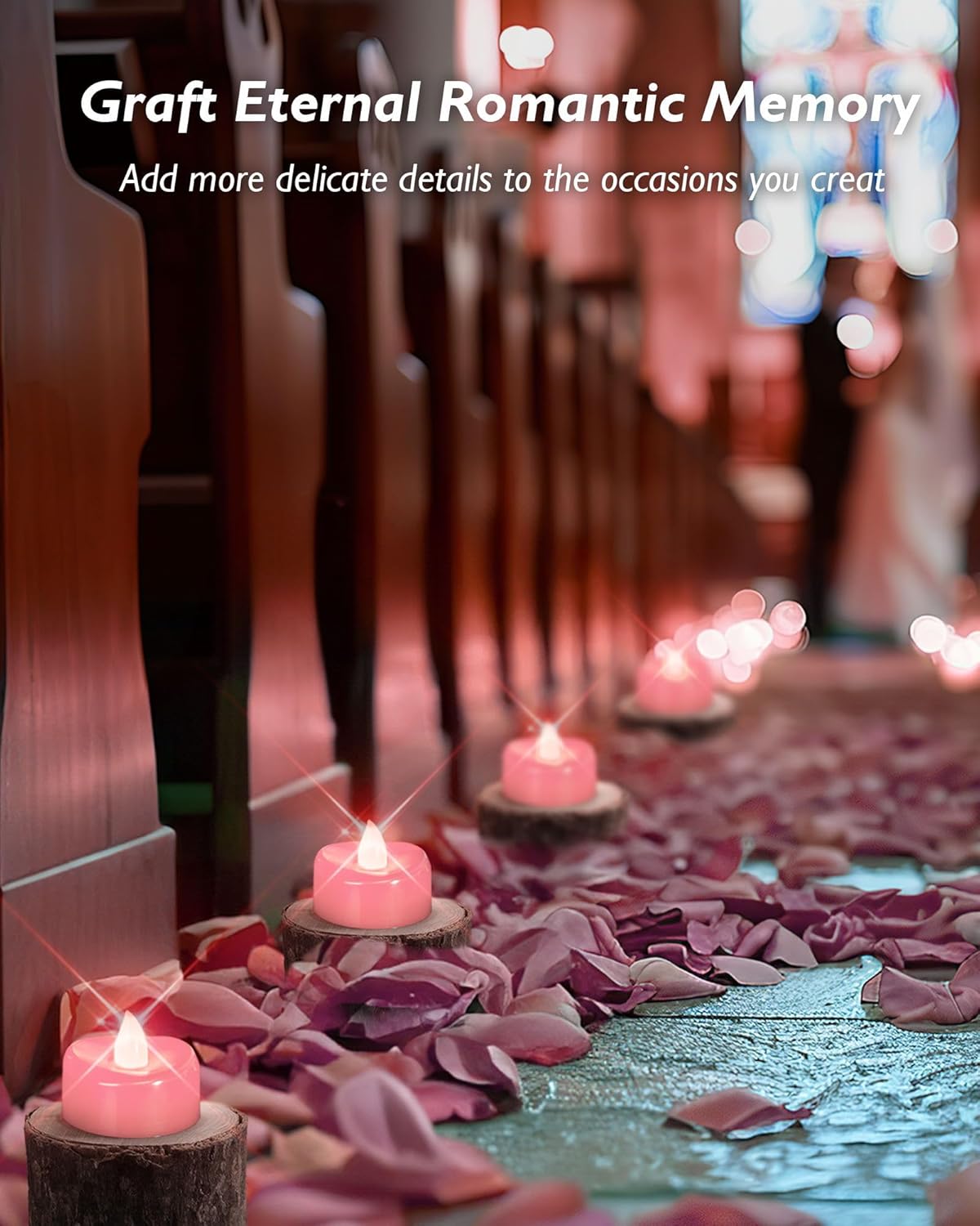merrynights Flameless Candles, 12 Pack Tea Lights Candle Battery Operated, LED Tealight Votives, Realistic Tea Lights for Wedding Christmas Party Home Decor -D 1.5” x H 1.25” -Pink Light
