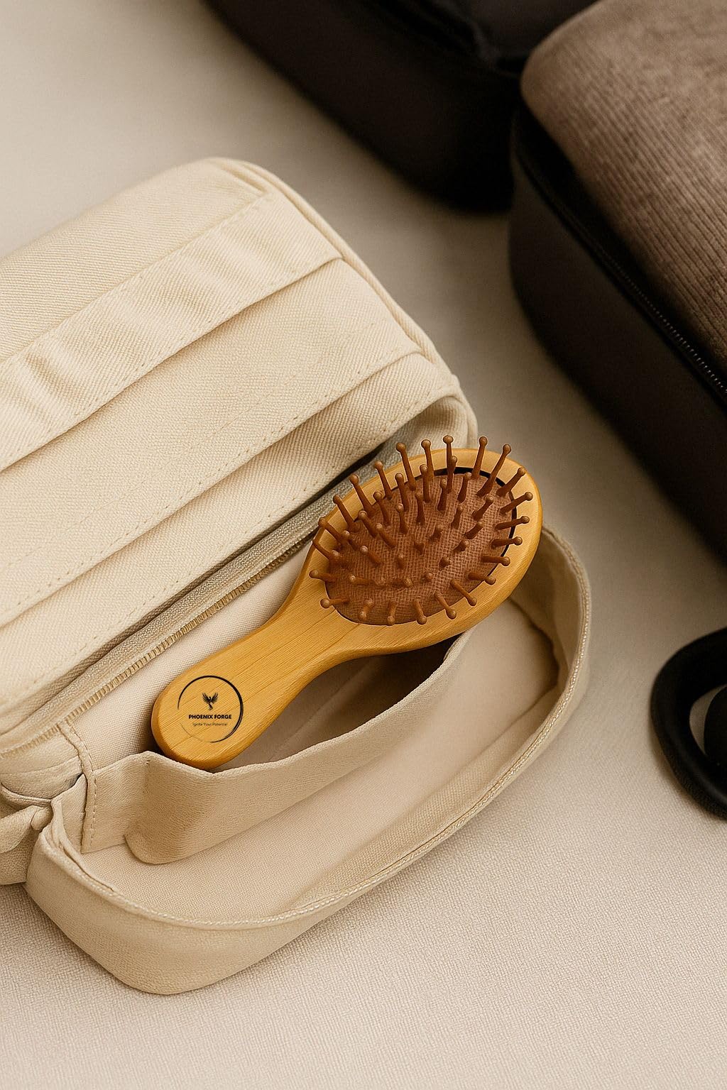 Phoenix Forge Bamboo Hairbrush and Comb Set-Pain-Free Detangling Hair Brush for Curly & Thick Hair - Image 3