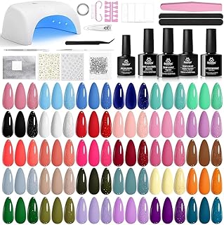 Beetles Gel Nail Polish Kit with U V Light -54 Pcs Gel Nail Kit Four Sea...