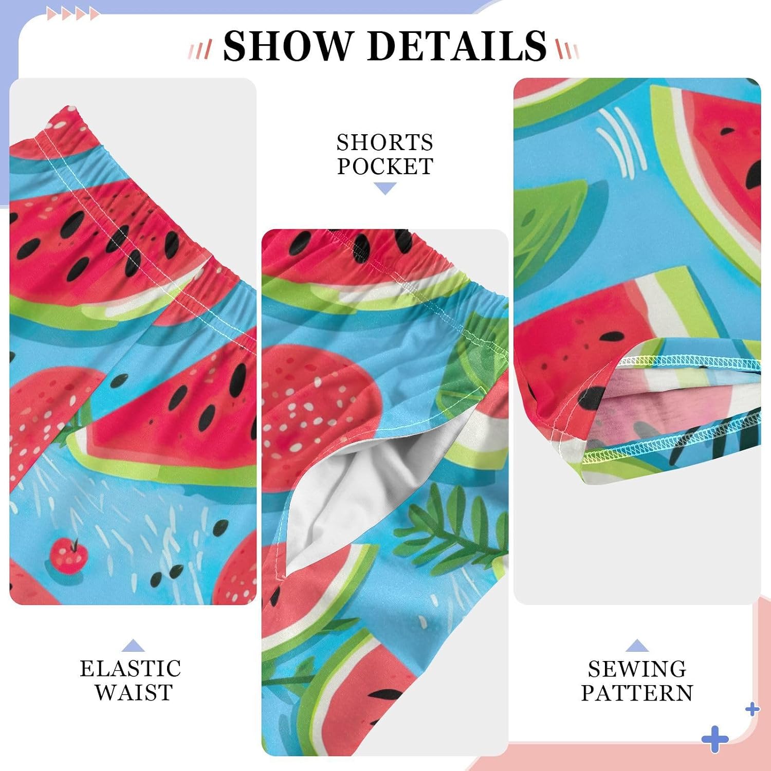 Cartoon Watermelons Leaves Pajama Lounge Pants Long Pajama Bottoms with Pockets Elastic Waist for Christmas