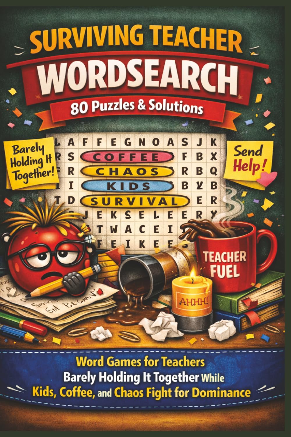 SURVIVING TEACHER WORDSEARCH 80 Puzzles & Solutions: Word Games for Teachers Barely Holding It Together While Kids, Coffee, and Chaos Fight for Dominance (Terry's Terrific Teaching Teasers)