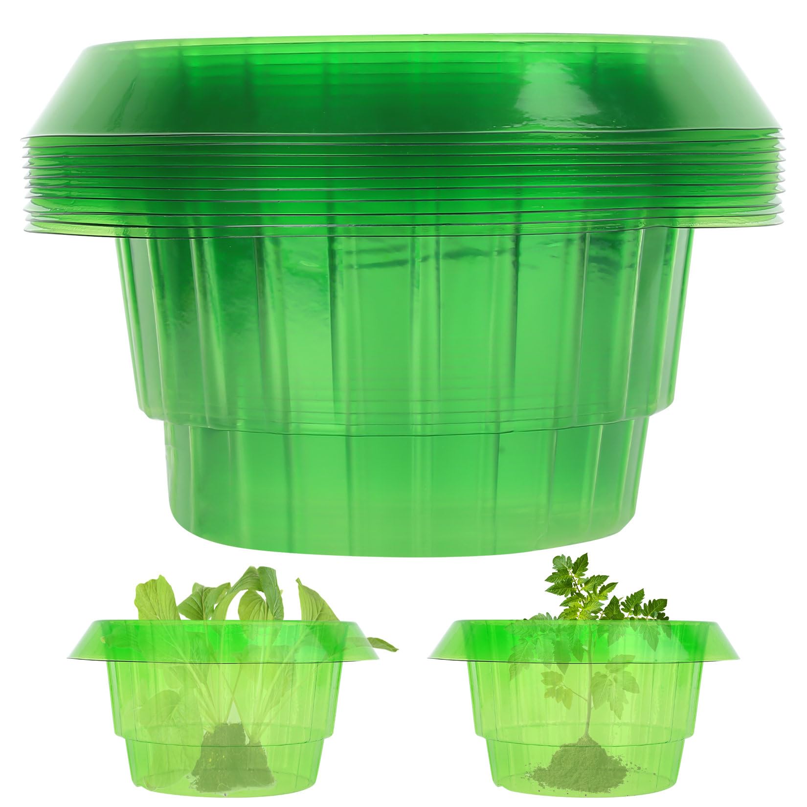 McBlast 10 Pcs Plastic Slug & Snail Plant Protection Collars, Slug Collars, Garden Plant Cloches for Outdoor Plants Flowers Cabbage Protects, Snail Repellent Covers Collar(Green)