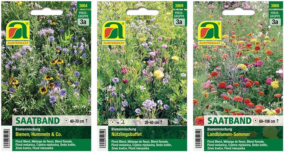 3 Varieties | Flower Seed Band Assortment | Country Flower Summer Seed Band | Bees Bumblebees & Co. Seed Band | Benefit Buffet Flower Mix
