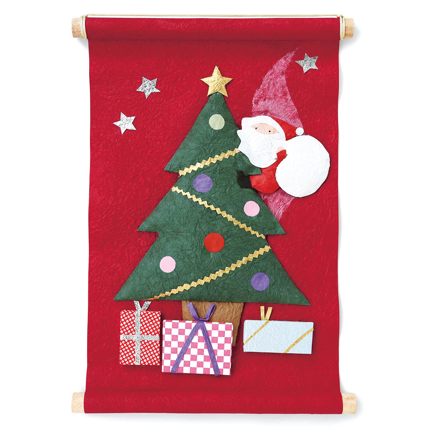 Amazon.co.jp: めでたや 季題掛け軸 サンタからのプレゼント 赤 和紙