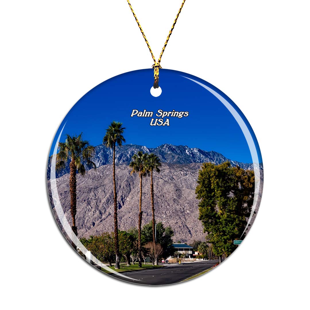 Weekino Usa America San Jacinto Mountain Palm Springs Christmas Xmas Tree Ornament Decoration Hanging Pendant Decor City Travel Souvenir Collection Double Sided Porcelain 2.85 Inch