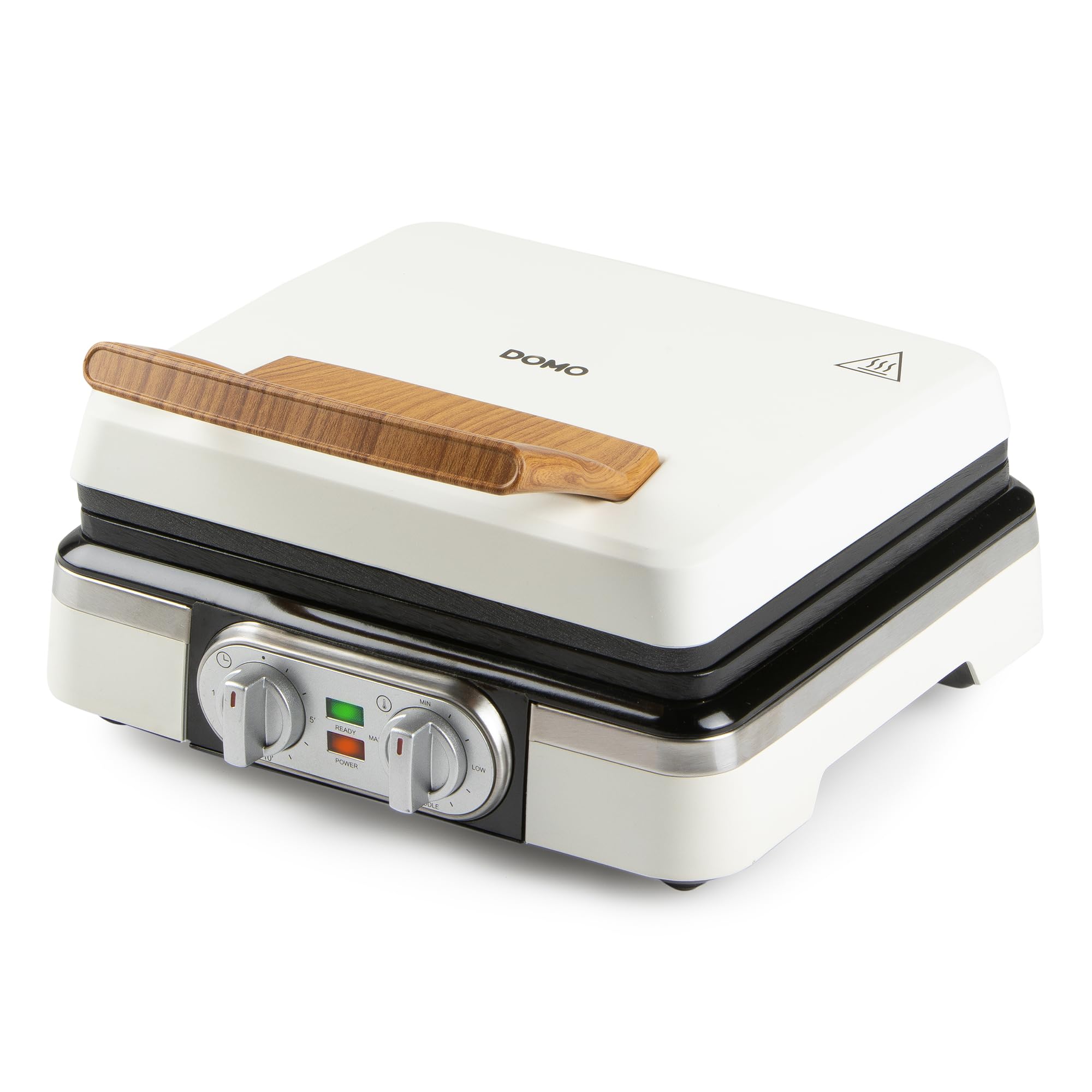 DOMO DO9280W Waffeleisen - Waffelautomat - Doppelwaffeleisen für Belgische Waffeln - Antihaftbeschichtung - Mit integrierter Timer - Kabelaufbewahrung - 1520W – Weiß