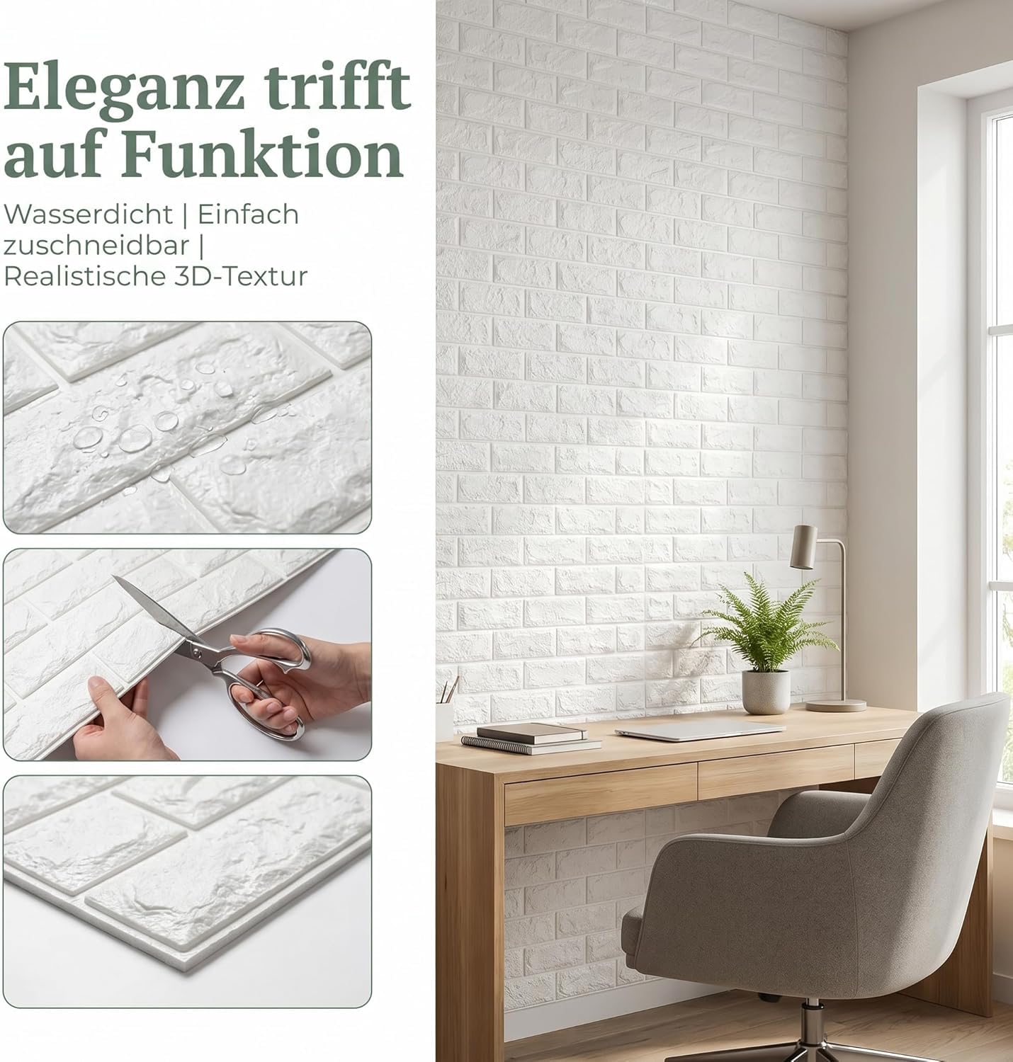 Fiqops 20 tlg 77 * 70cm 3D Tapete Wandpaneele Selbstklebend Ziegel Steinoptik Tapete Wasserdicht für Schlafzimmer, Badezimmer, Wohnzimmer