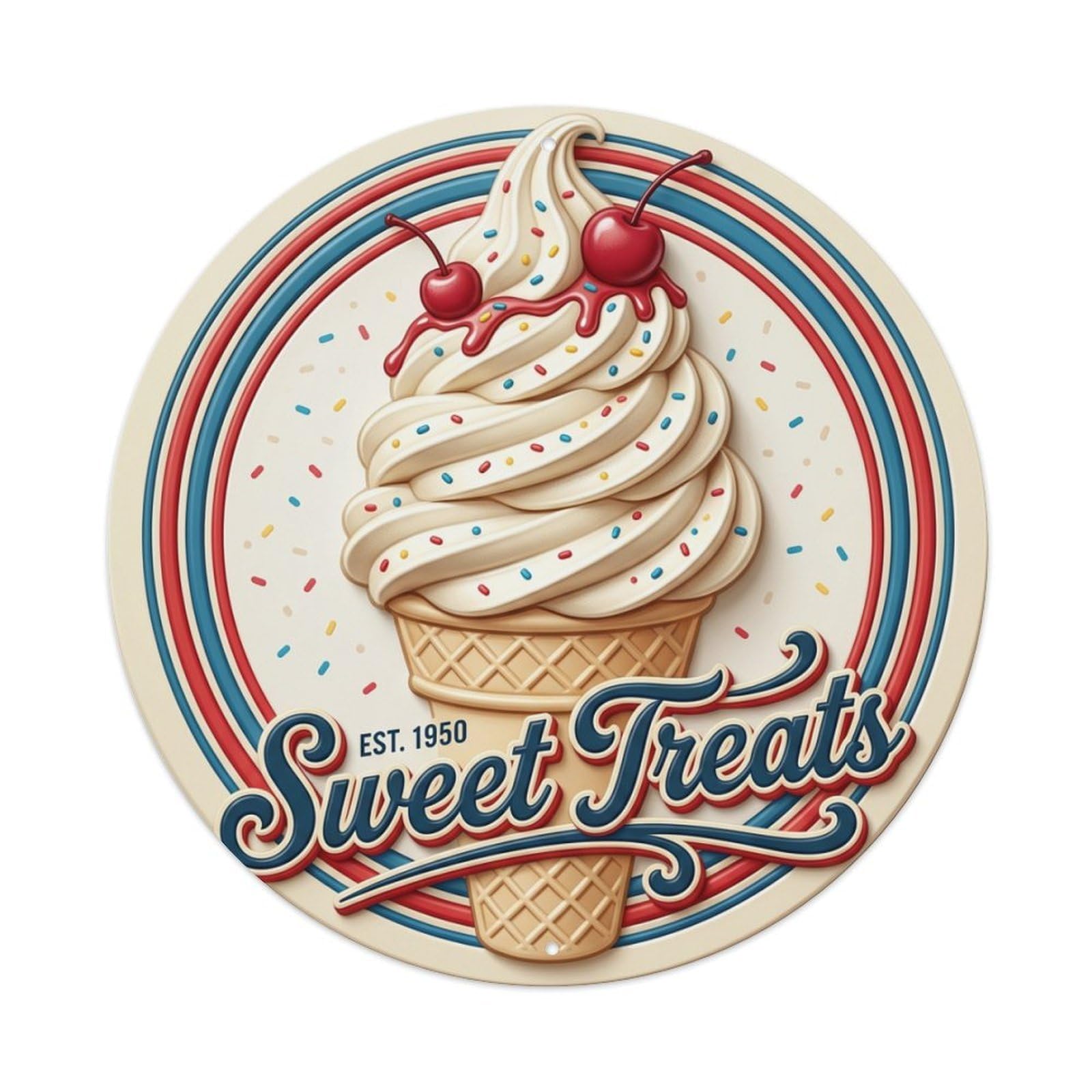 Cwbufd Vintage Style Sweet Treats Vintage Decor 4 Vintage Metal Tin Sign Plaque Wall Decor For Cafe, Club Bar, Office, Garden Metal Poster 8X8inch