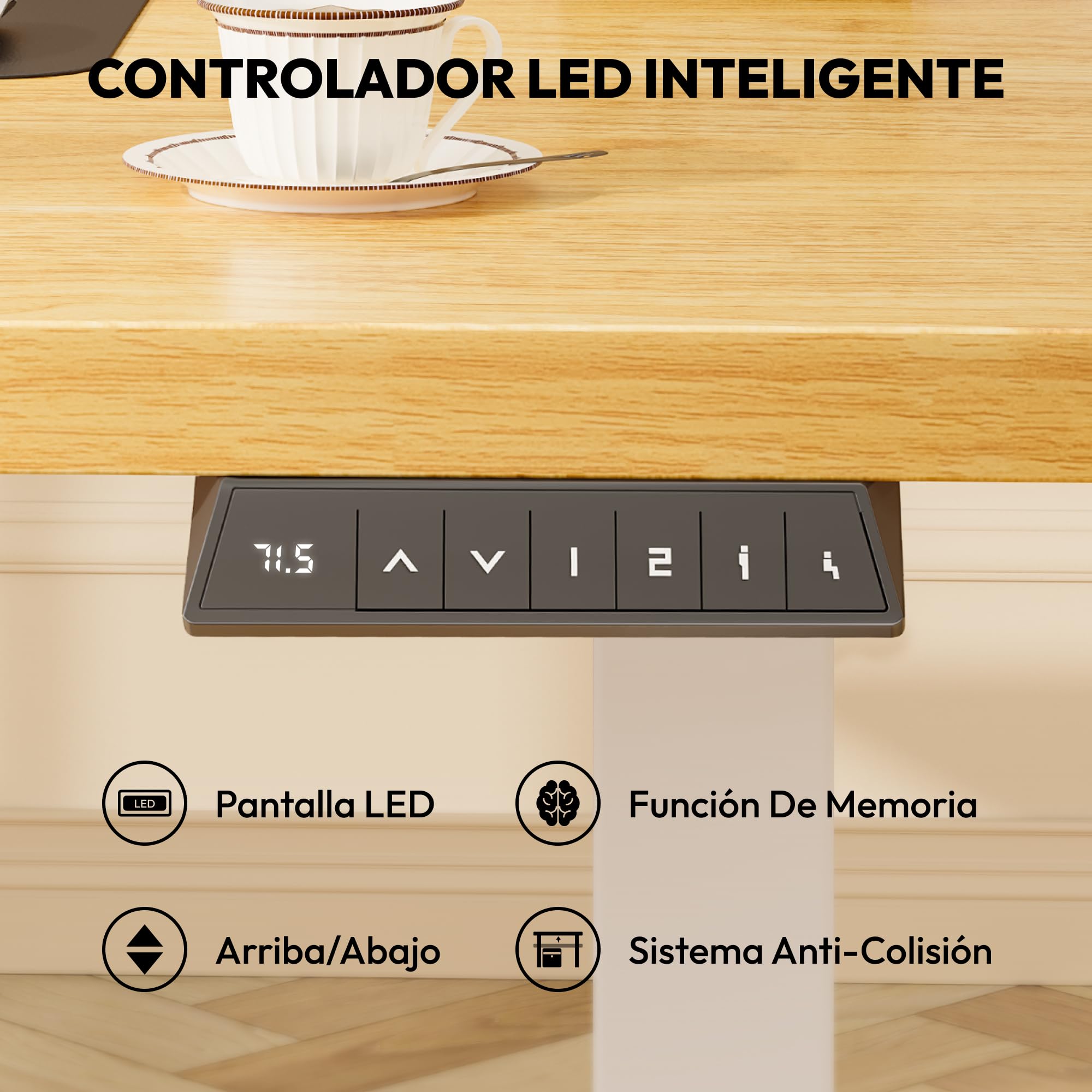 SANODESK Escritorio Elevable Eléctrico, Mesa Regulable en Altura con 4 Memorias y Sistema Anti-Colisión, Carga 100KG,Standing Desk Ergonómico para Oficina, Teletrabajo y Gaming, Blanco