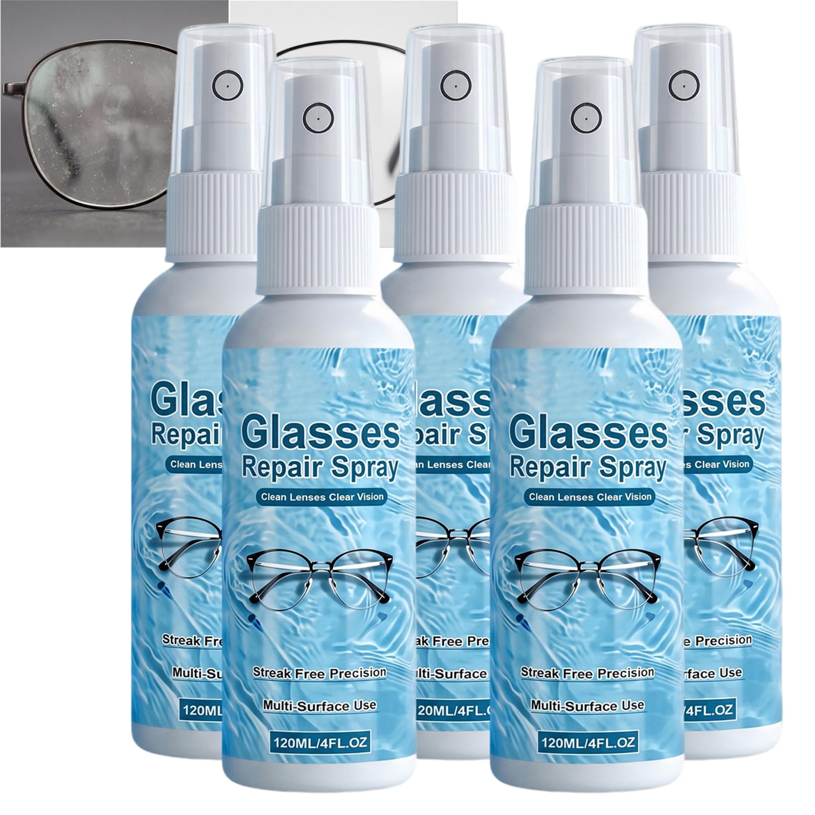 Brillenreiniger-Spray, Spray-Linsenreiniger, klare Sicht, nicht-abrasive (5PCS)