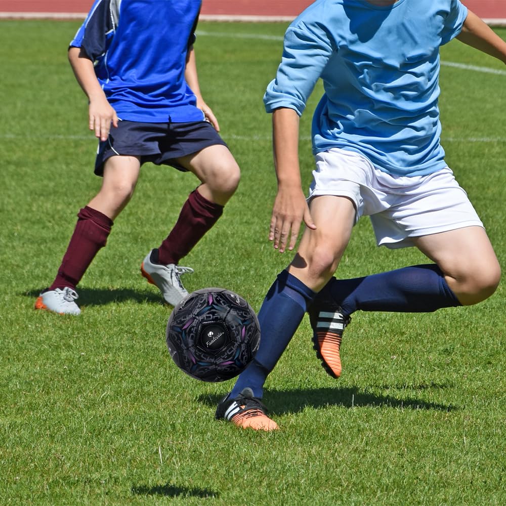Pallone da calcio misura 5, pallone da calcio per giovani per esterni e interni, pallone da calcio in pelle di dimensioni e peso ufficiali