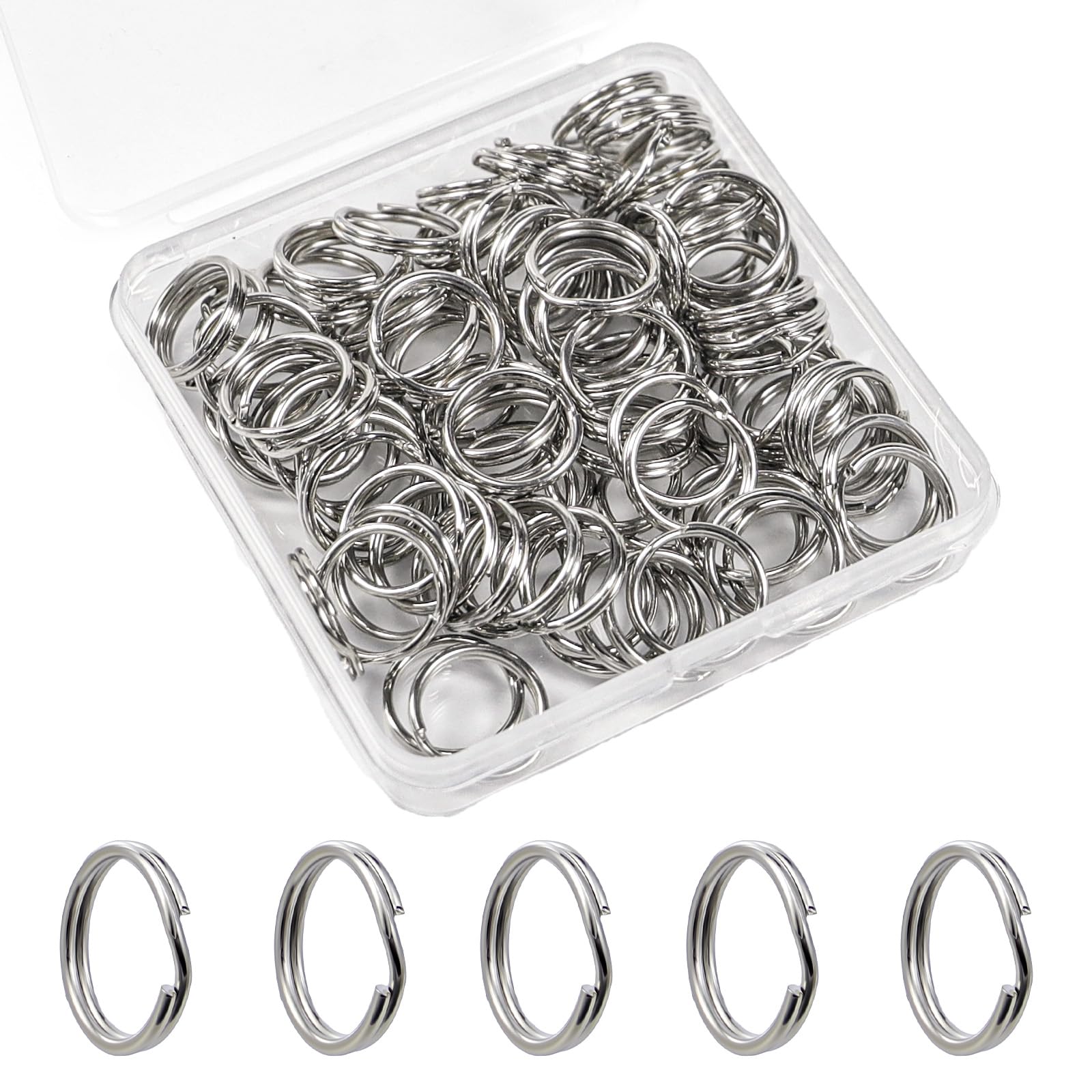 View 1 of 1/2'' 100PCS Small Split Key Rings for Keychains, Metal Mini Key Ring
