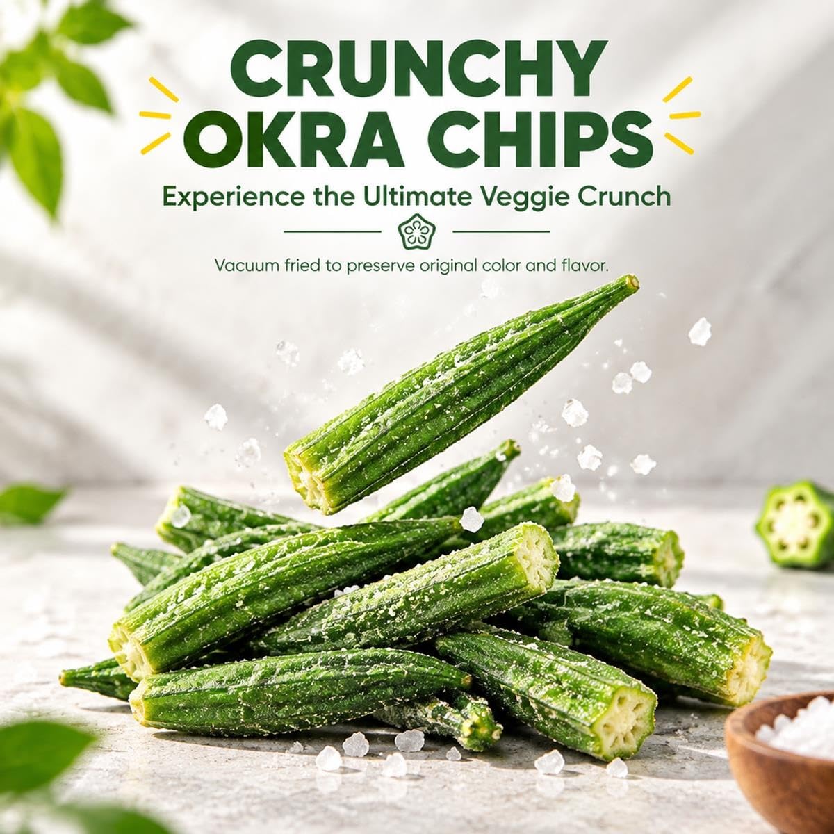 Chips de Gombo Séché, Snack de Gombo, Bouchées Croustillantes,500g