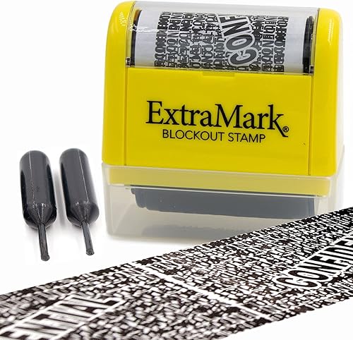 Miniatura 9 de ExtraMark Paquete de 2 sellos de bloqueo de protección contra robo de identidad, sello de rodillo con dos tubos de tinta de repuesto, unidad roja