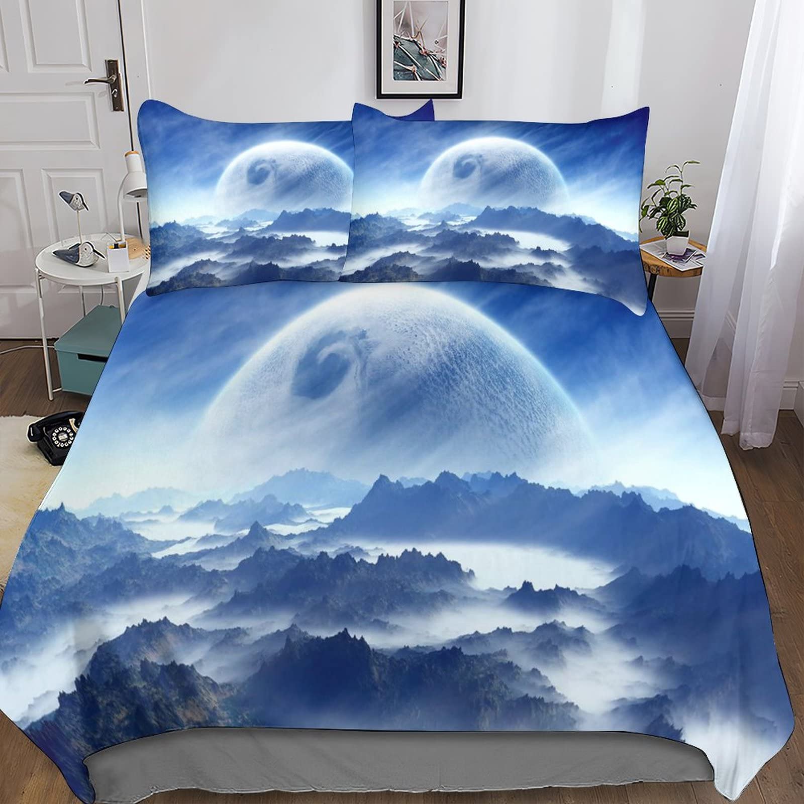 Housse de couette 220x240 space galactic imprimée en microfibe de polyester