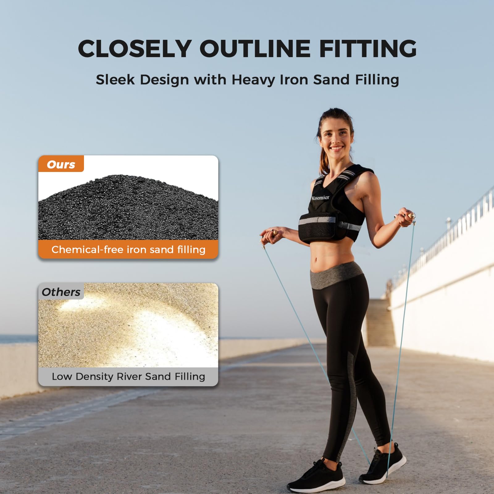 Chaleco con peso ajustable para hombres y mujeres, 1.8-4.5 kg/5.4-9.1 kg/9.1-14.5 kg con 6 pesos de arena de hierro con rayas reflectantes para entrenamiento de fuerza, correr, fitness