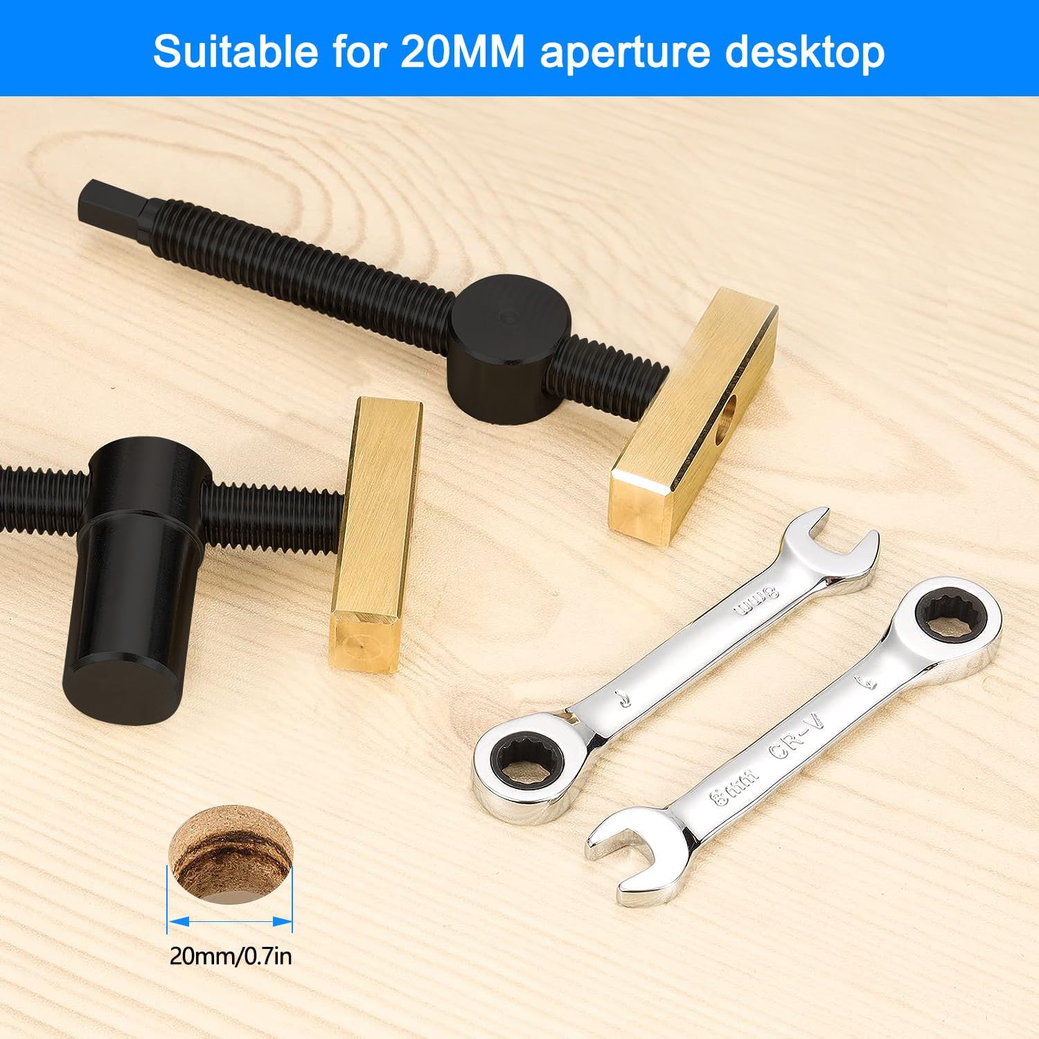2 sztuki imadle warsztatowe, akcesoria zaciskowe, 4 sztuki elementów mocujących, imadło, uchwyt do strugania ławeczka, otwór 20 mm do drewna, klips biurowy, zacisk szybko