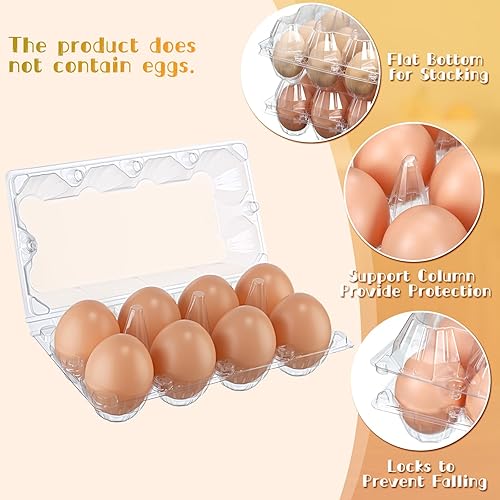 Miniatura 18 de Zubebe 200 cajas de cartón de plástico transparente para huevos, bandeja vacía para pollo a granel que se sostiene de forma segura para granja