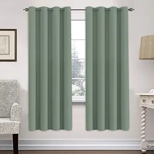  Room Darkening Curtains for Living Room Light Reducing Thermal Insulated Window Treatment Panels/Drapes Grommet Top 2 Panels Green Bay - 52 x 72 Inches