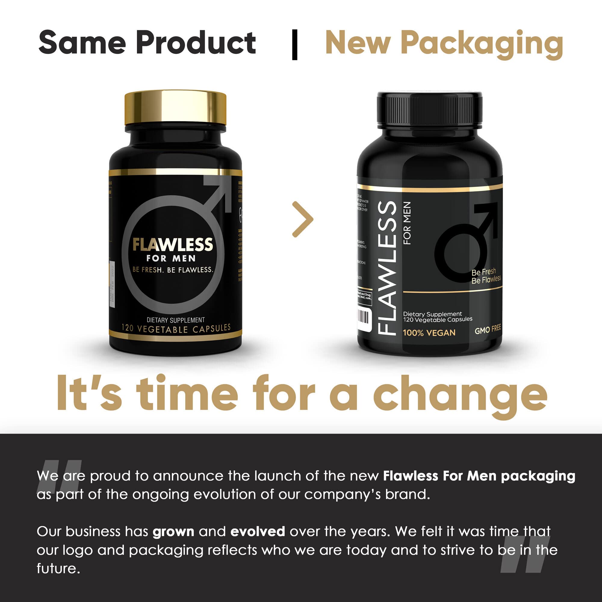 FLAWLESS FOR MEN FIBRE SUPPLEMENT 120 Capsules 1470mg Psyllium Husk