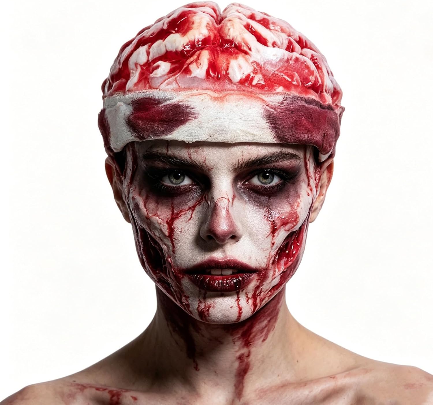 GALPADA Realistic Zombie Brain Cap Latex Headgear, Halloween Cosplay Prop And Scary Party Decor, Lightweight Creepy Horror Costume Accessory for Indoor Outdoor Use