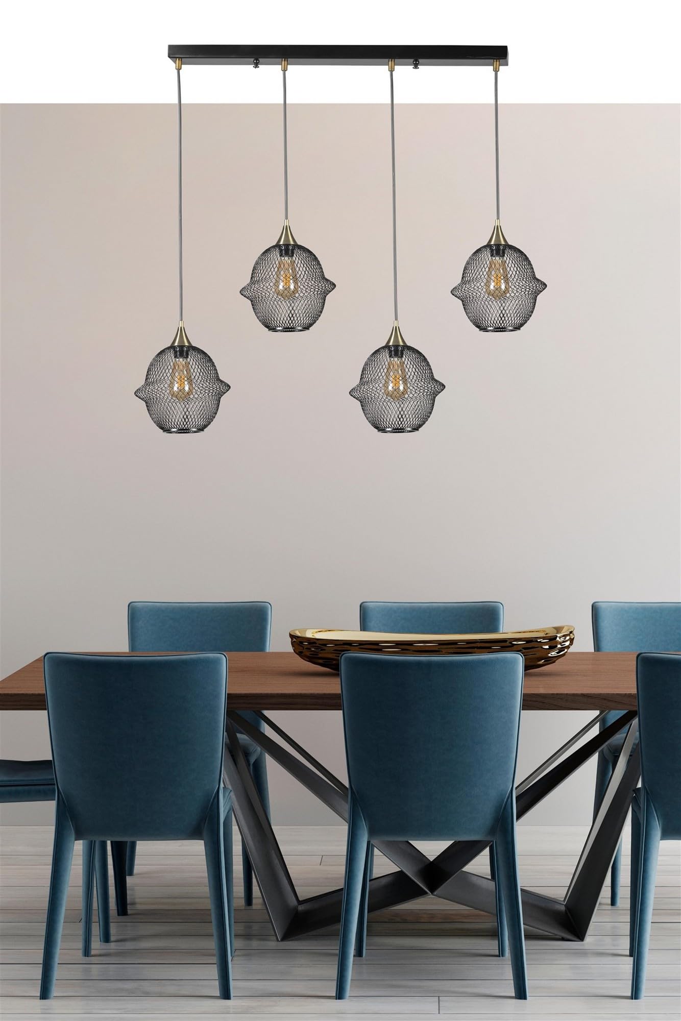 Lustre noir réglable Opviq en métal pour corriger le manque de lumière sur une grande table