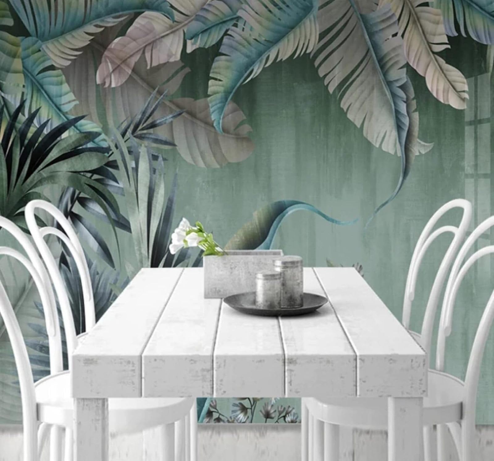 XLMING Fresh Vintage Three Dimensional Plants Green Leaves 3D Wallpaper Luxury Home Dining Decor Paste Sofa Living Room The Wall for Bedroom Mural-350cm×256cm