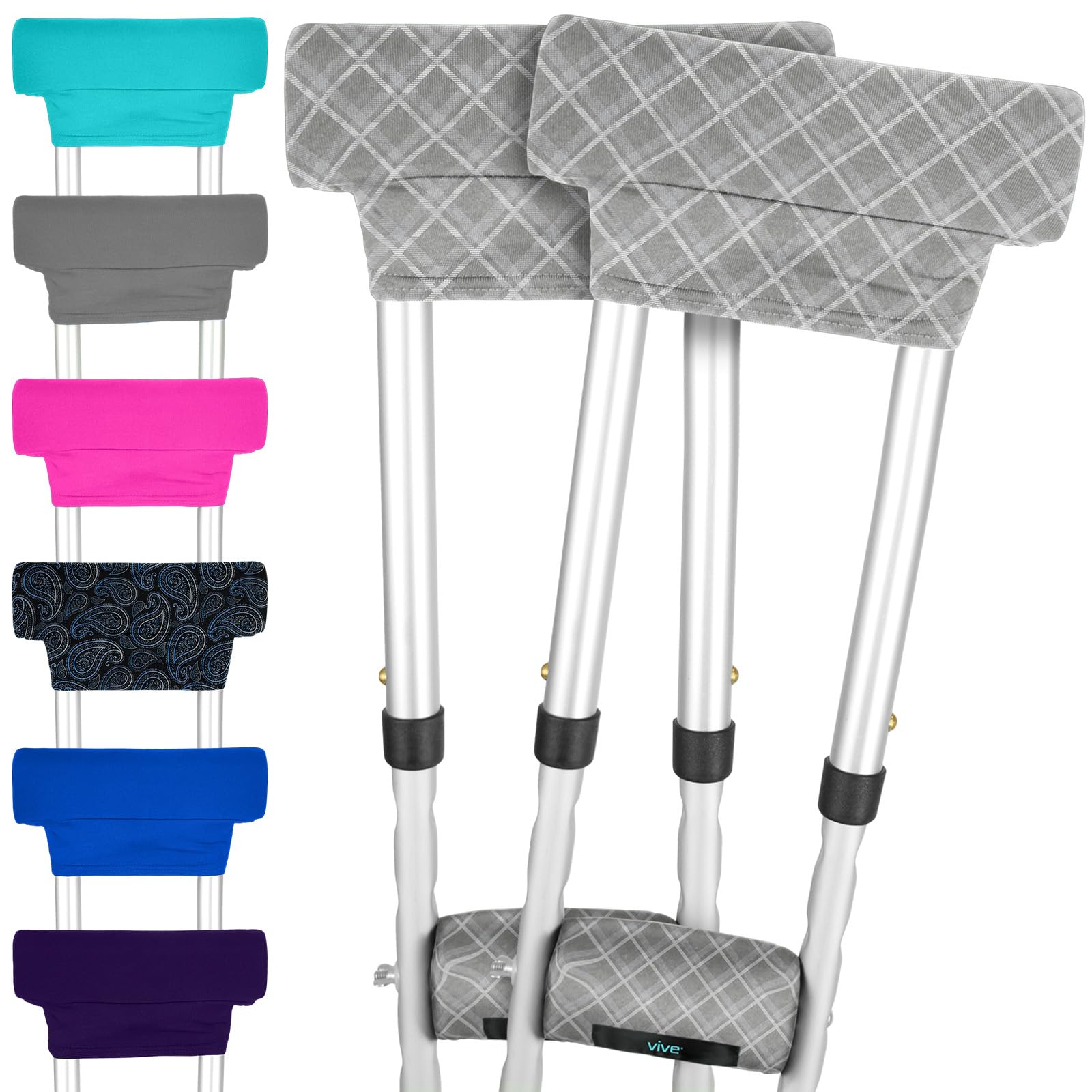 Vive Premium Crutch Pads &amp; Hand Grips - Comfortable, Breathable