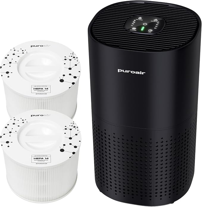 PuroAir 240 Air Purifier and Two HEPA Air Filters - Covers 1,000 Sq Ft - Filters Up To 99.9% of Pollutants, Smoke, Pollen, Dust, and VOCs - HEPA Air Purifiers for Home Large Room