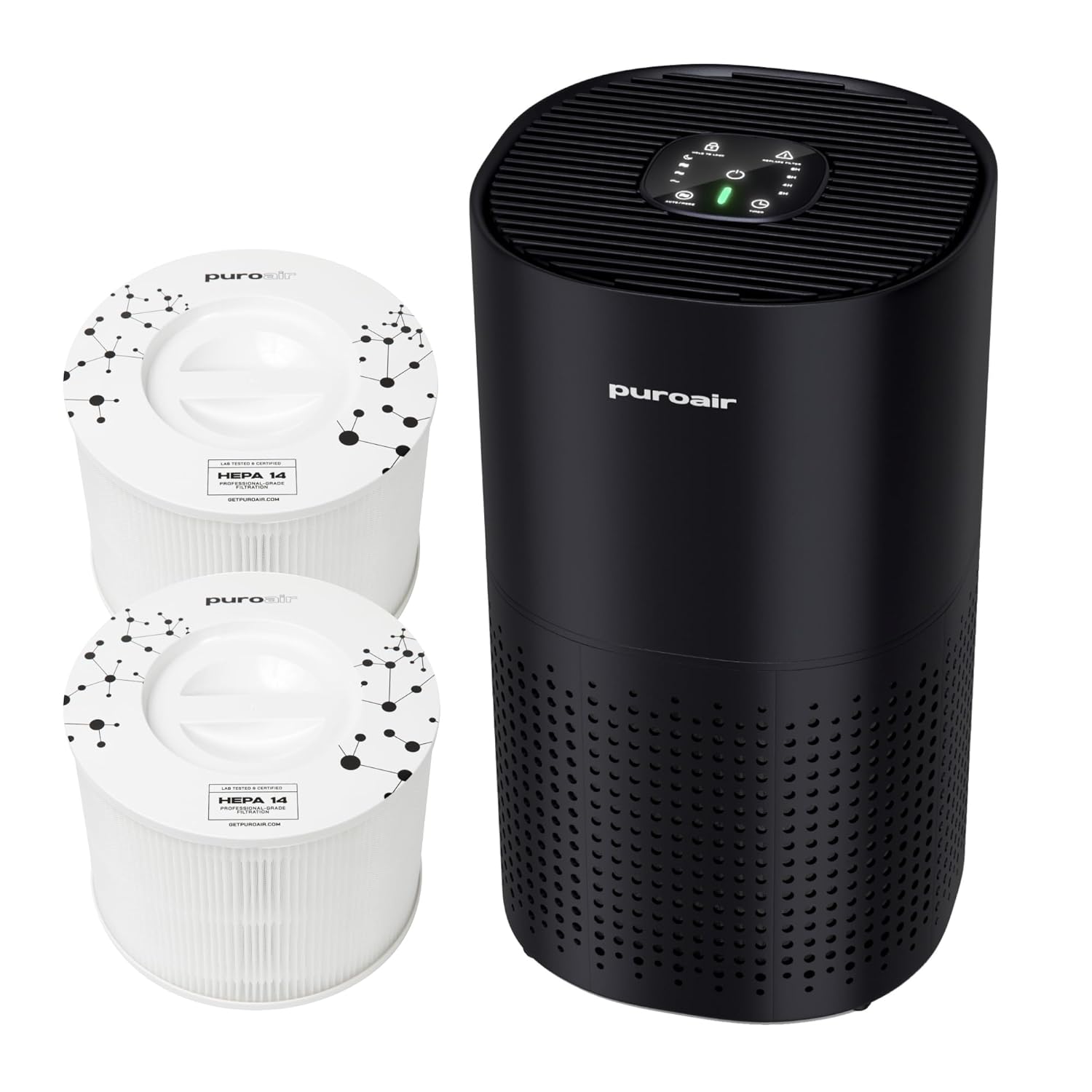 PuroAir 240 Air Purifier and Two HEPA Air Filters - Covers 1 000 Sq Ft - Filters Up