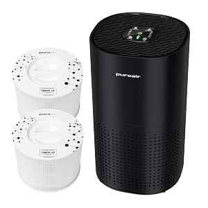 PuroAir 240 Air Purifier and Two HEPA Air Filters - Covers 1 000 Sq Ft - Filters Up