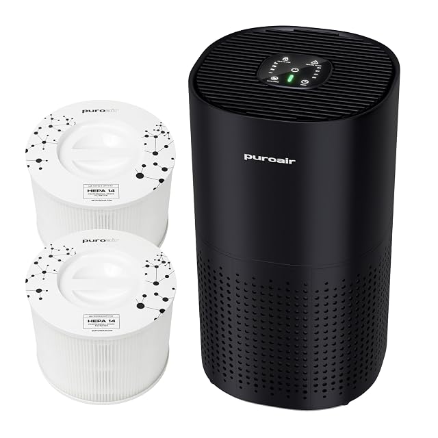 PuroAir 240 Air Purifier and Two HEPA Air Filters - Covers 1 000 Sq Ft - Filters Up