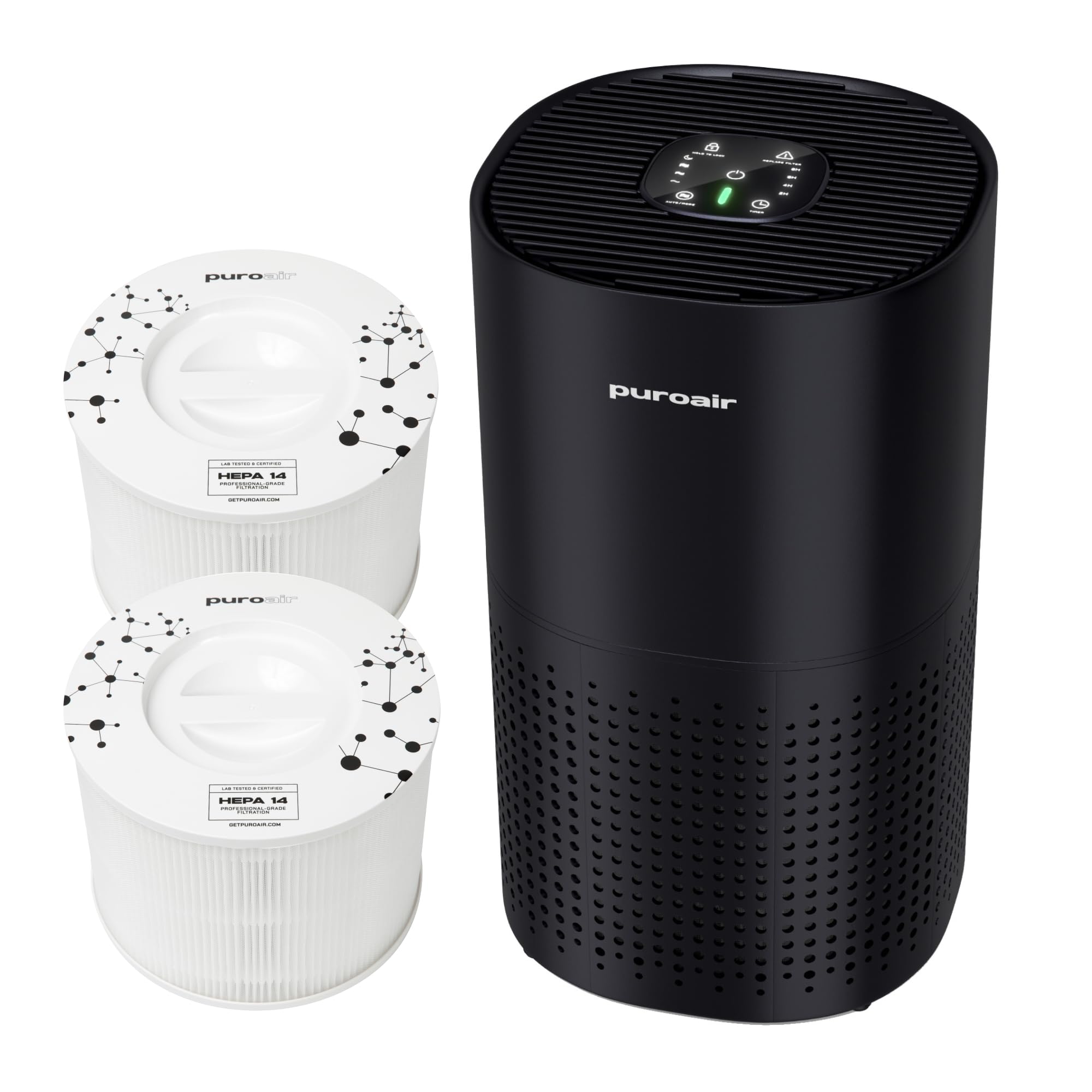 PuroAir 240 Air Purifier and Two HEPA Air Filters - Covers 1 000 Sq Ft - Filters Up