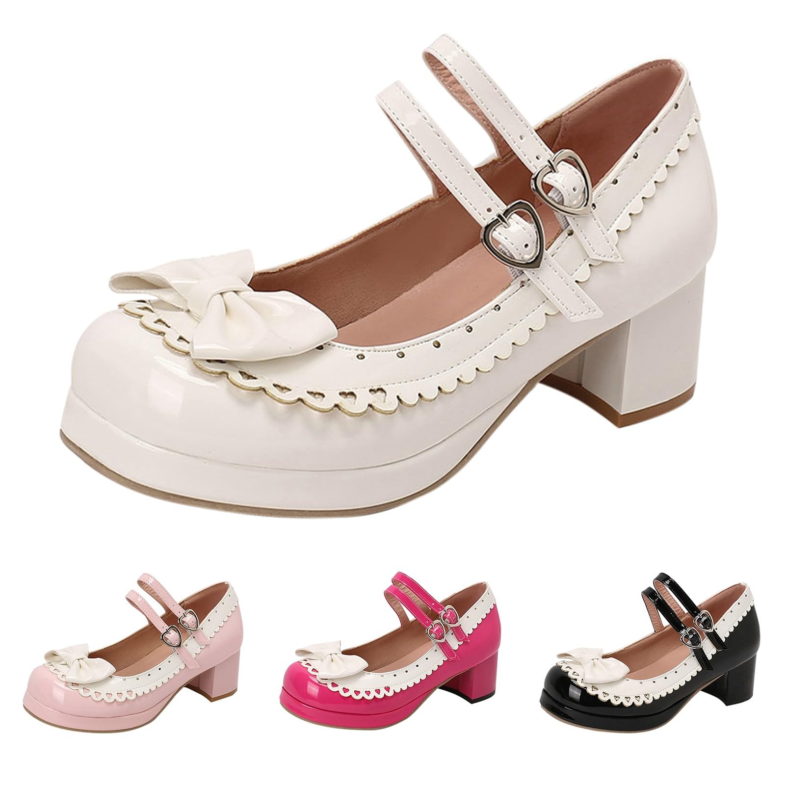 Mary Jane - Scarpe da donna con plateau e tacco a blocco, dolci, Lolita | Scarpe da donna per cosplay, scarpe da ballo con tacco basso, eleganti scarpe in pelle basse per feste