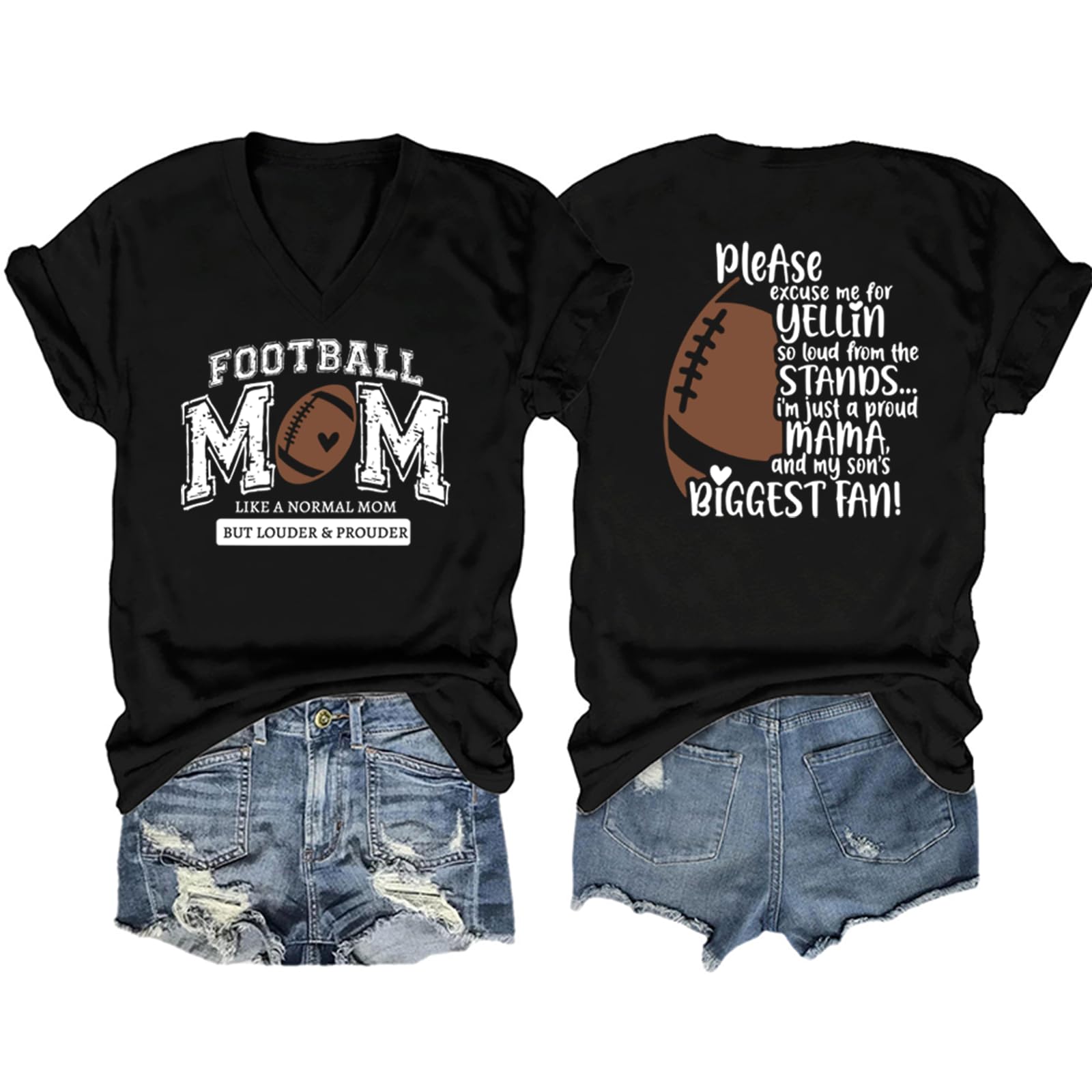 Football Mom Shirt Women Game Day Tshirt Funny Football Mama Graphic Tee Gameday Season T-Shirt Short Sleeve Top