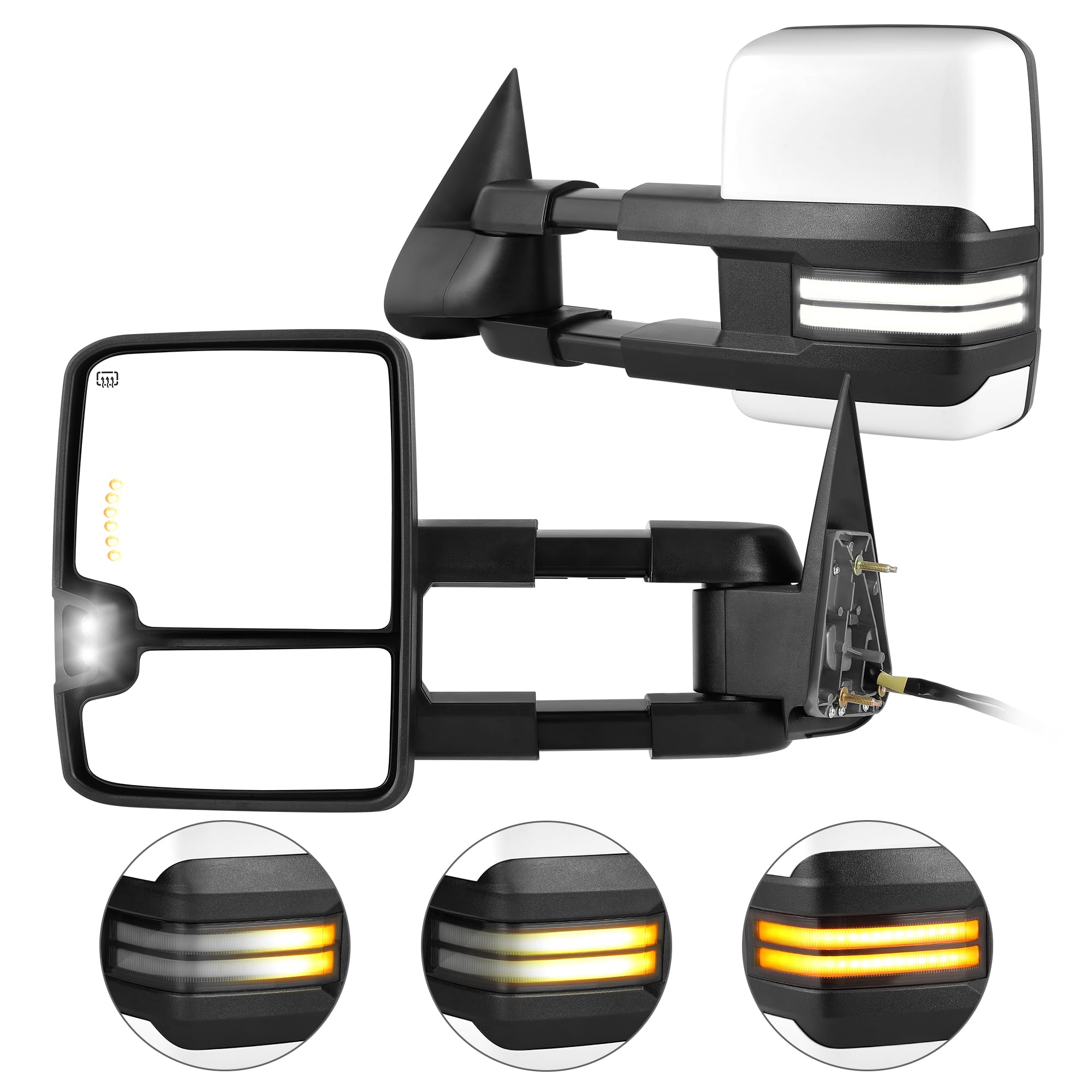 AUTOSAVER88 Switchback Towing Mirror for 2003-2006 Silverado Sierra White