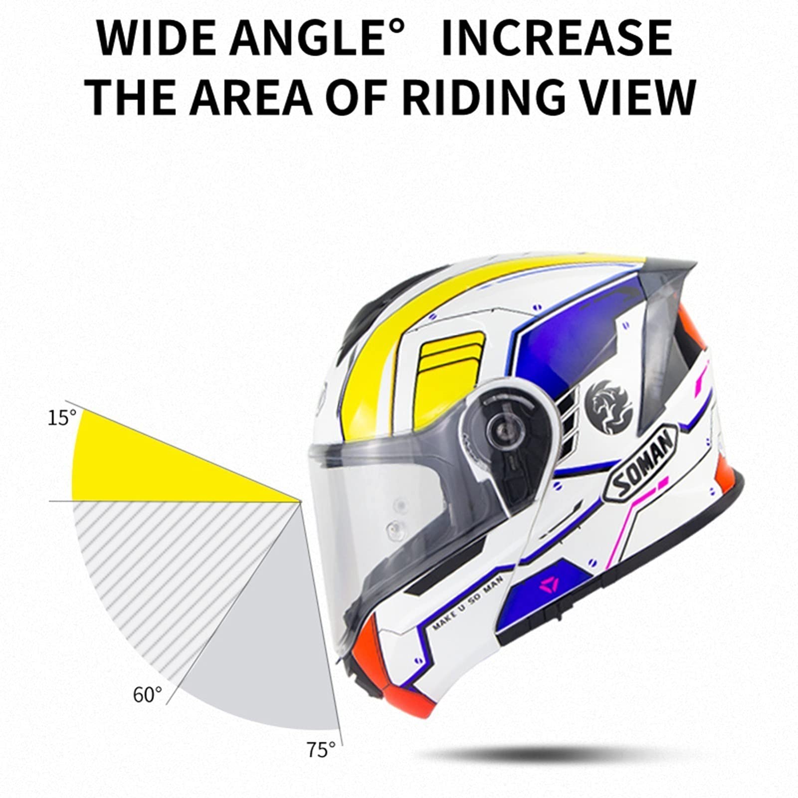 Motorfiets Opklapbare Helm Modulaire Integraalhelm DOT/ECE Goedgekeurde Dubbele Vizier-Scooter-Crashhelmen Met Ruimte Voor Bluetooth-Hoofdtelefoon, Voor Volwassenen Mannen 1,XXXXL Motorfiets Opklapbare Helm Modulaire Integraalhelm DOT/ECE Goedgekeurde Dubbele Vizier-Scooter-Crashhelmen Met Ruimte Voor Bluetooth-Hoofdtelefoon, Voor Volwassenen Mannen 1,XXXXL