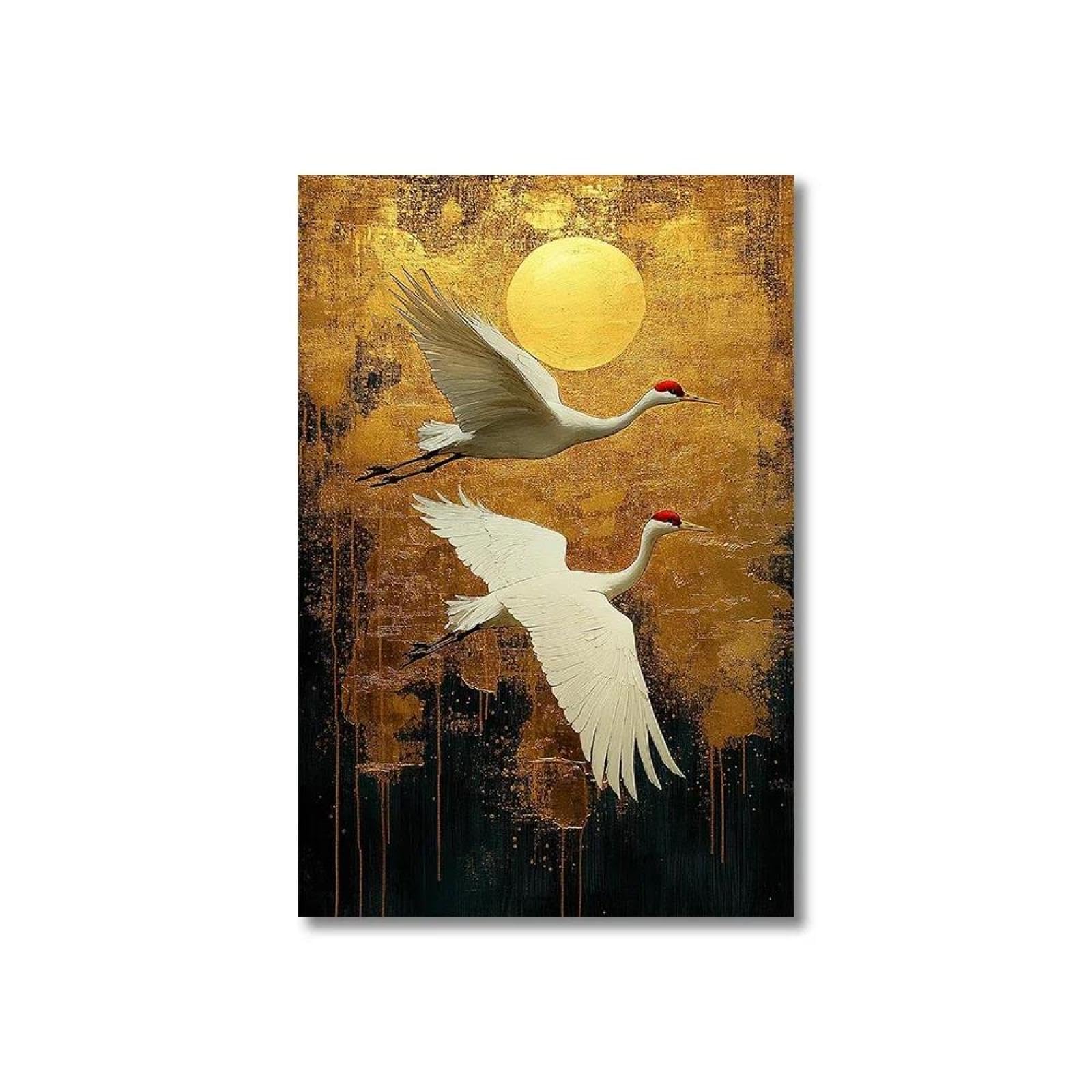 Baibexing Abstract Flying Birds Canvas Painting Posters Prints Wall Art Picture Home Decor A17 21X30Cm Unframed